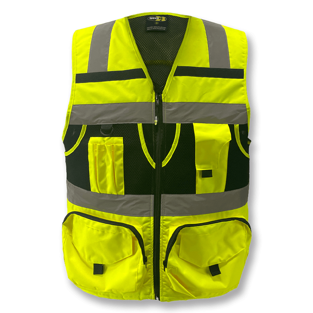 Chaleco de seguridad reflectante 3M de alta visibilidad con cierre y  bolsillos; color naranja, talla M.